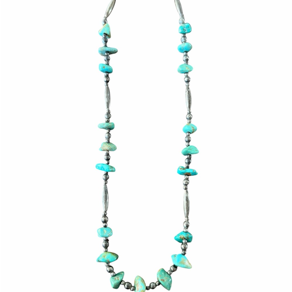 Vintage silver and turquoise Native American Navajo necklace